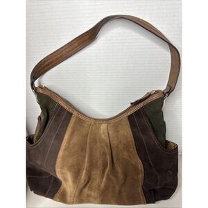 Tignanello Suede & Leather Striped Shoulder Bag Boho Festival‎ Fall